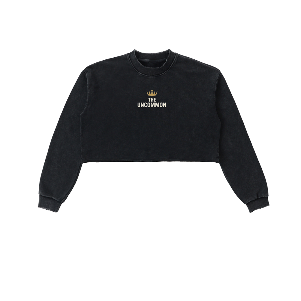 Uncommon OG Snow Washed Raw Edge Cropped Sweatshirt