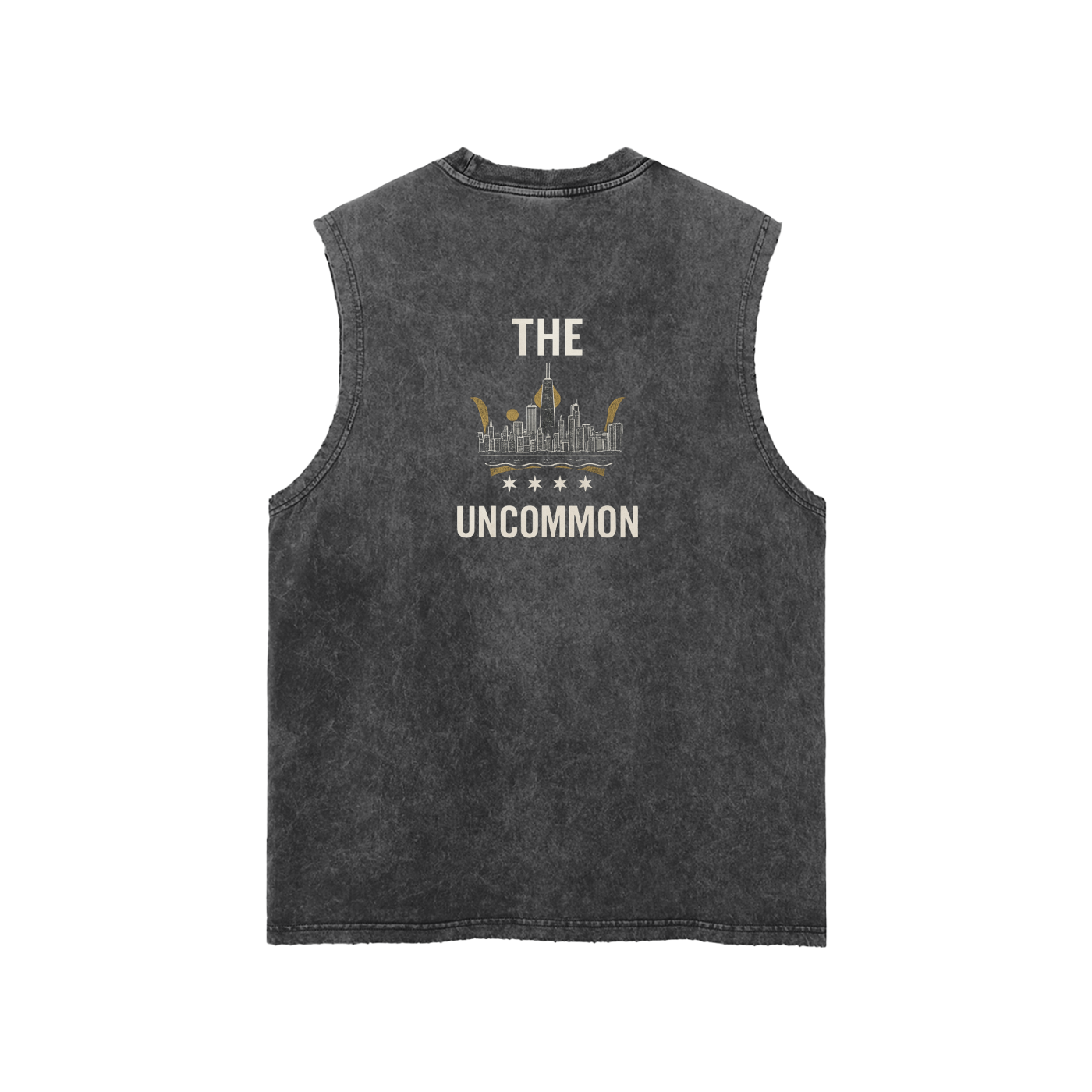 Uncommon Chicago Skyline Snow Washed Frayed Hem Tank Top