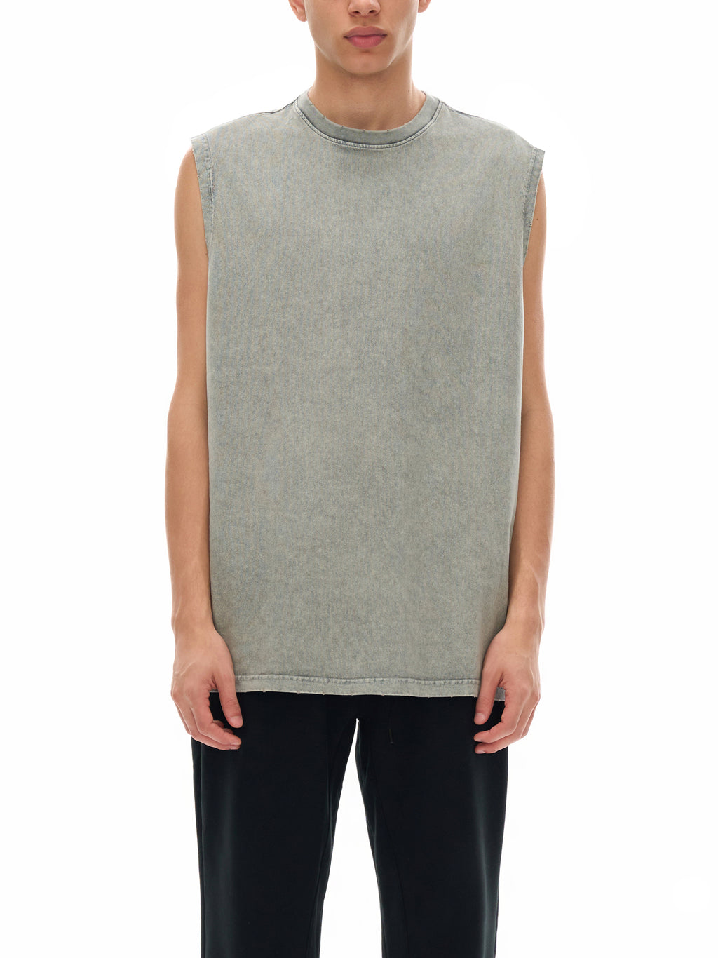 Uncommon Chicago Skyline Snow Washed Frayed Hem Tank Top