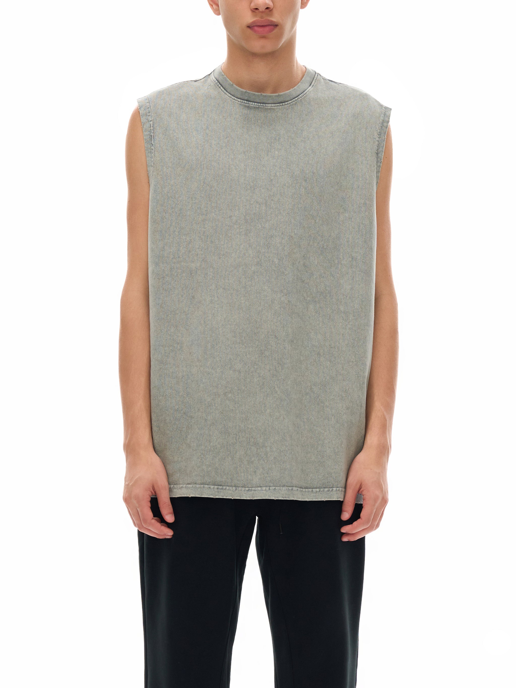Uncommon Chicago Skyline Snow Washed Frayed Hem Tank Top